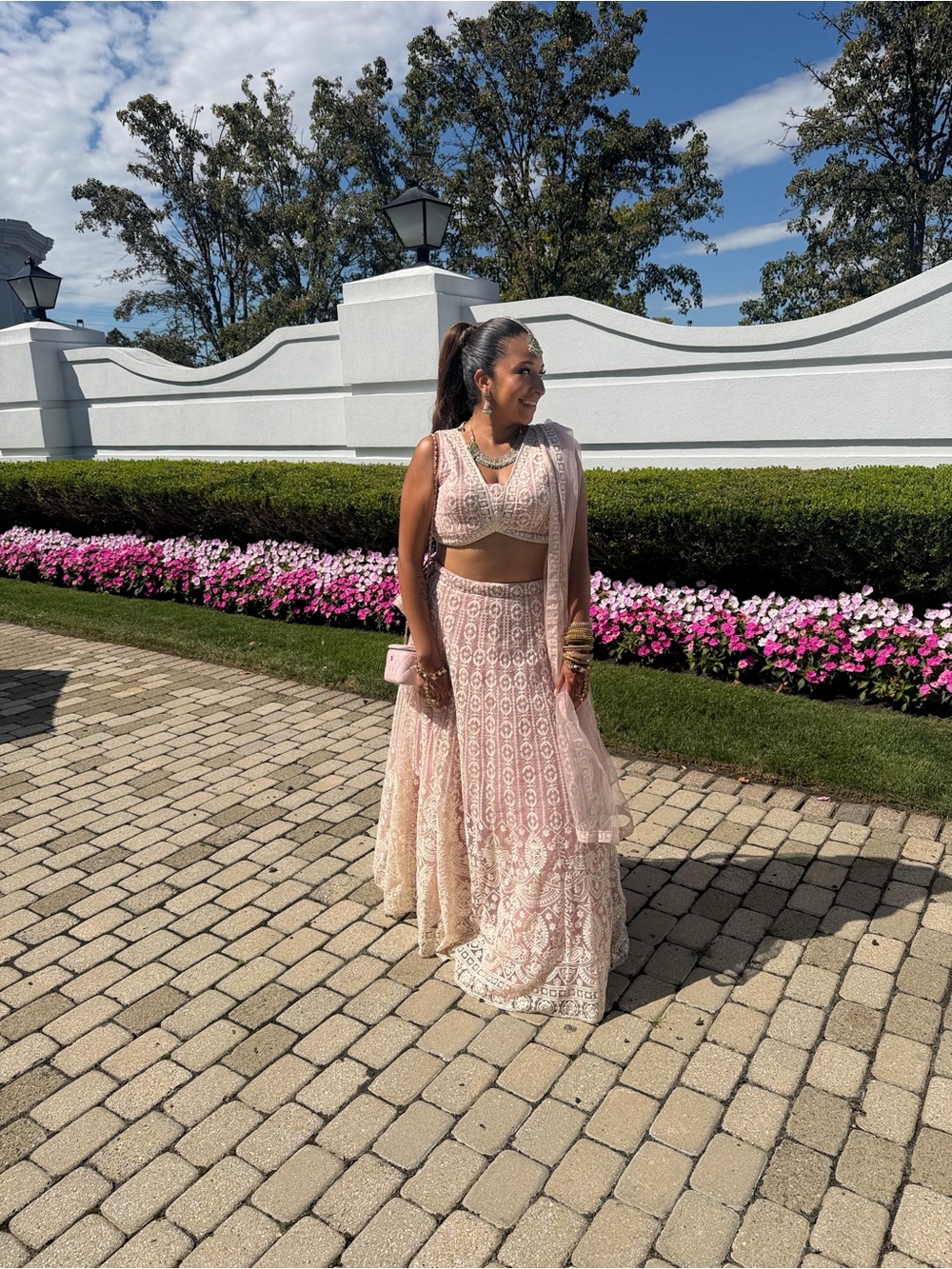 Blush Pink Embroidered Women's Lehenga Skirt Set